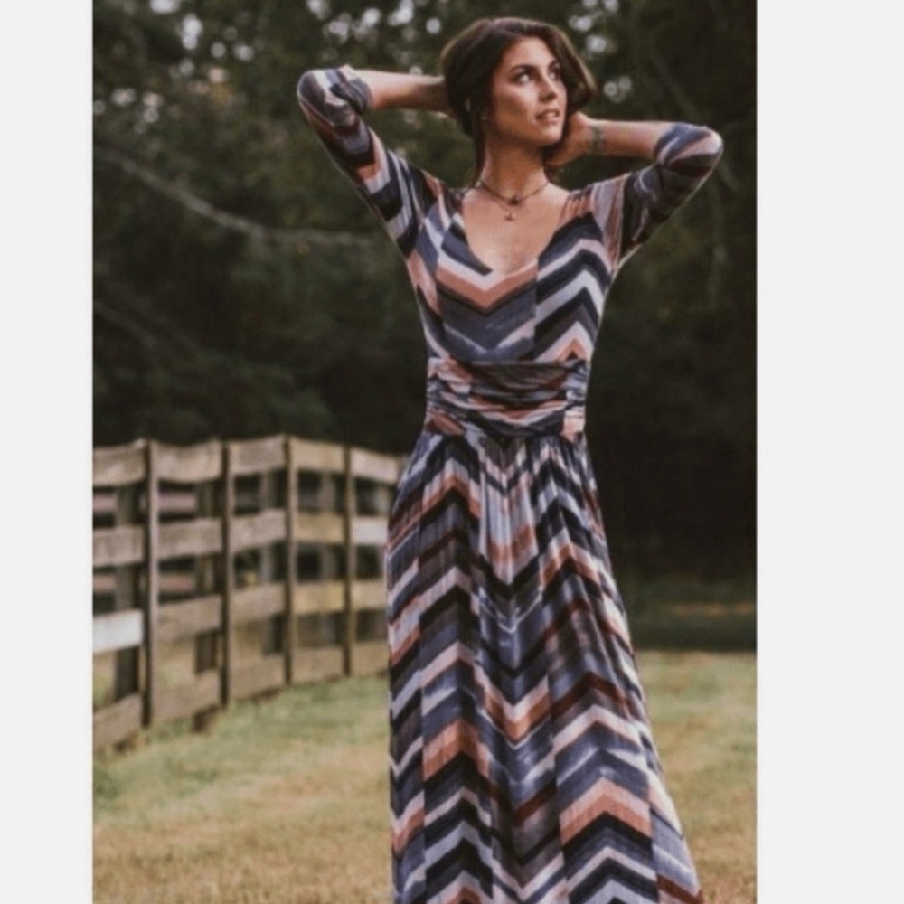 Maeve Multicolor Chevron Long Sleeve Dress